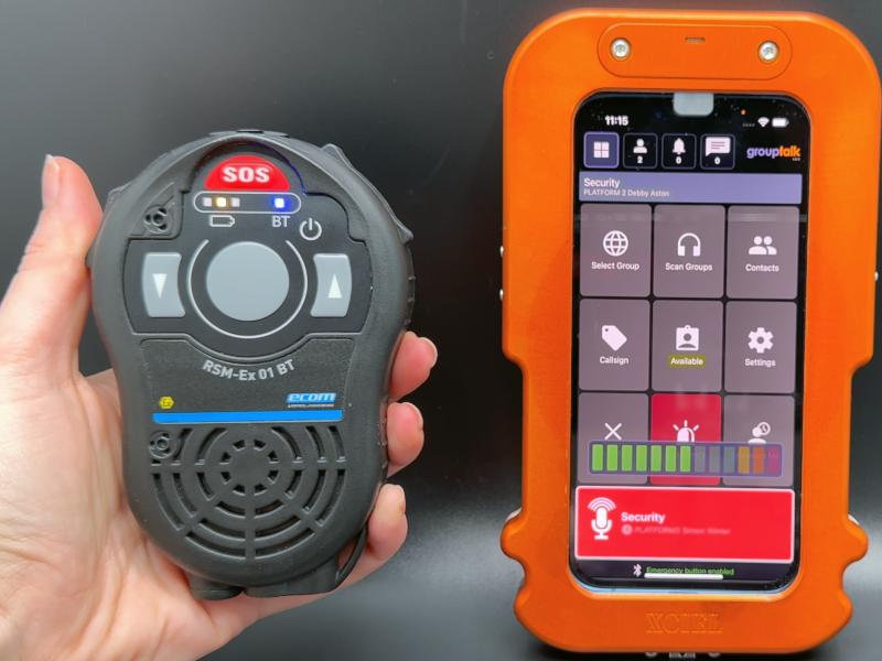 ATEX Remote Speaker Microphone with ATEX case Zone 1 and iPhone with GroupTalk