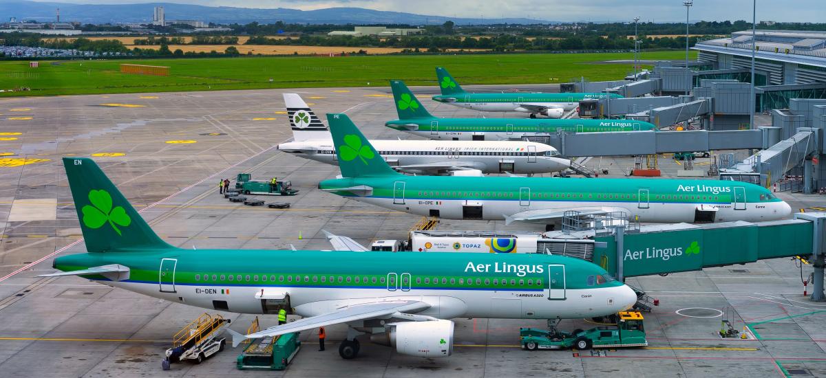 Aer Lingus aircrafts parked at gate at airport