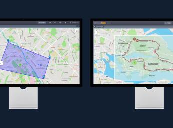 Dual monitors showing different maps with custom map layers.