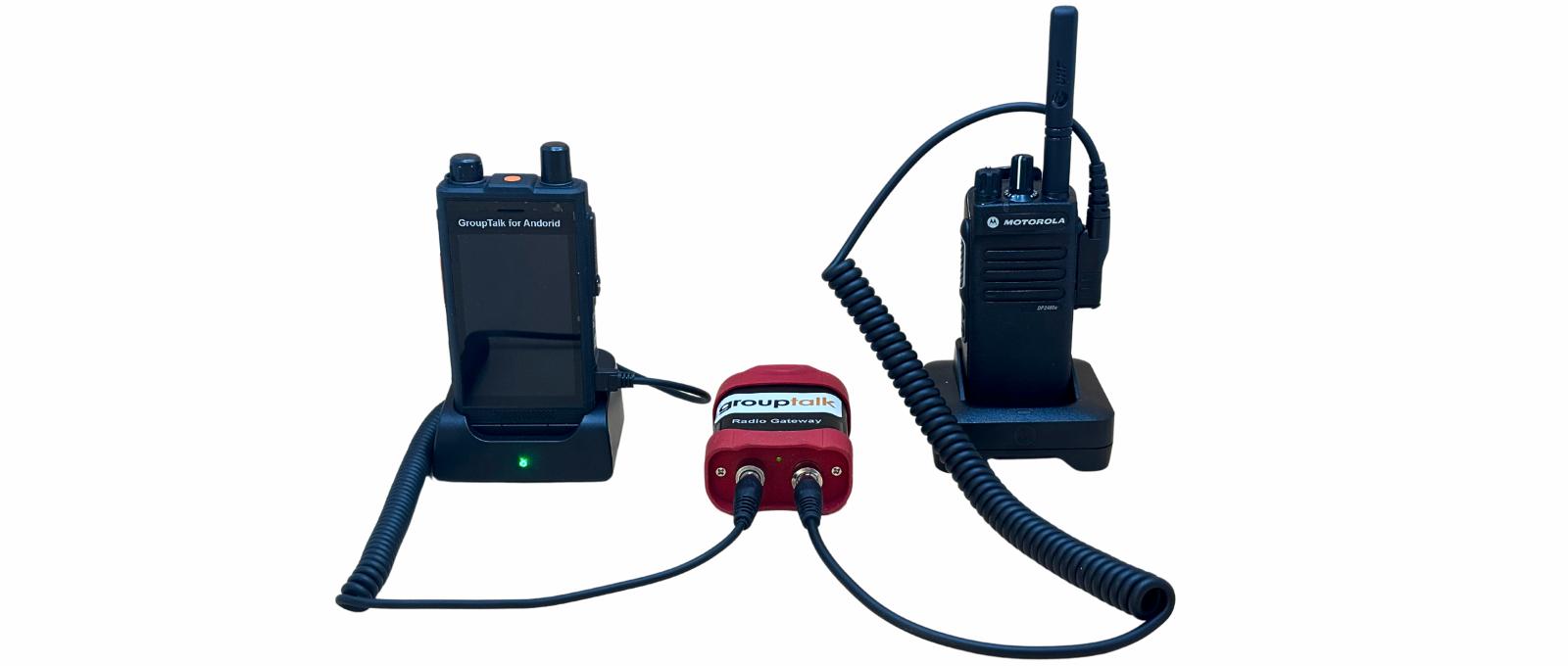 Android phone with a gateway that bridges communication to a two way radio