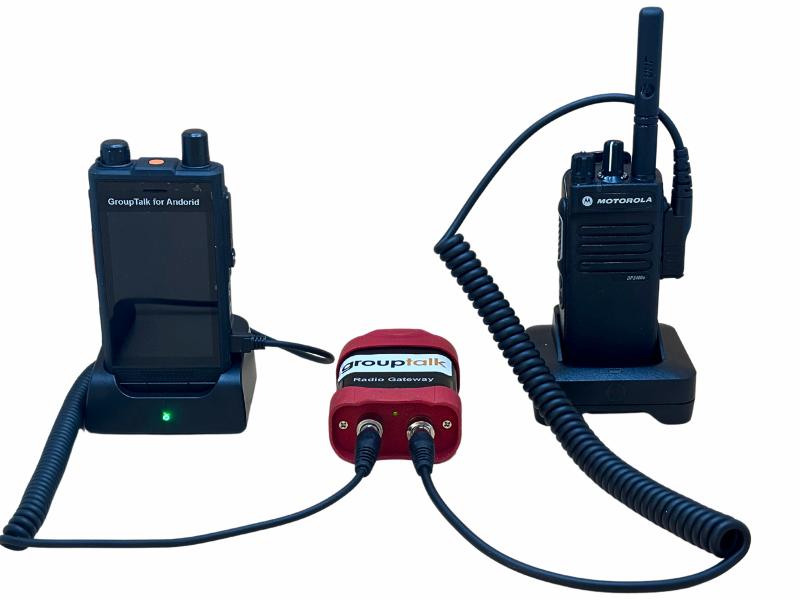 Android phone with a gateway that bridges communication to a two way radio