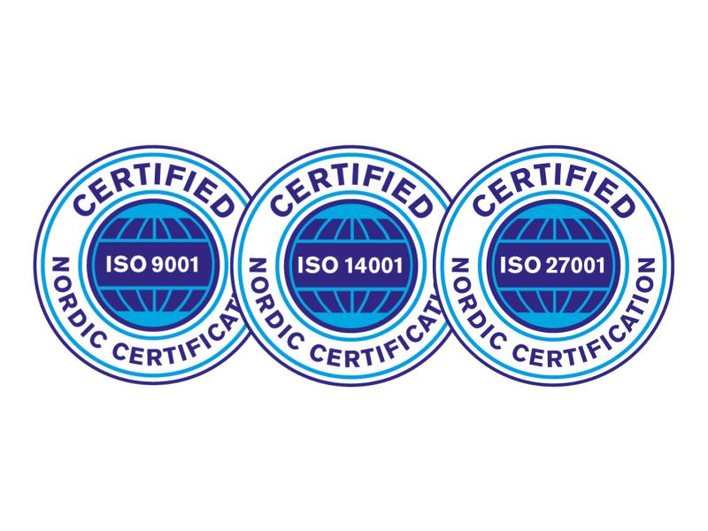 ISO 9001, 14001 & 27001 logos