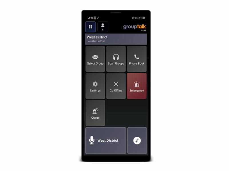 GroupTalk app with features like panic alarm/ personal larm status 