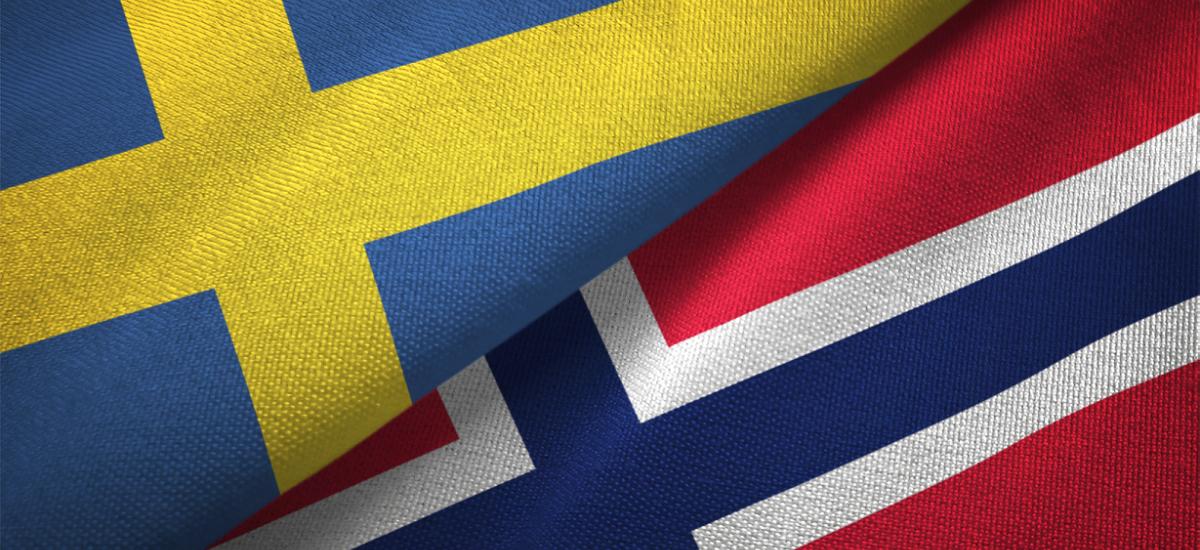 Sweden and Norwegian flag.