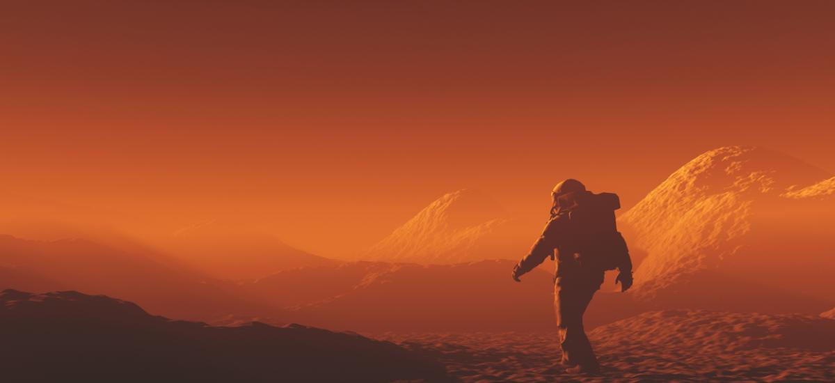 Astronaut explores Mars