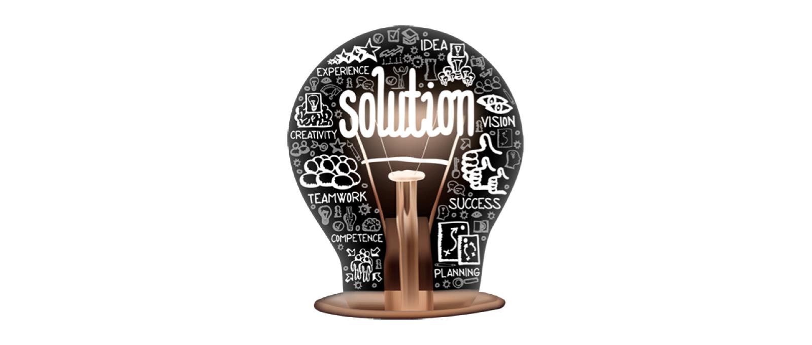 Light bulb with the text solution