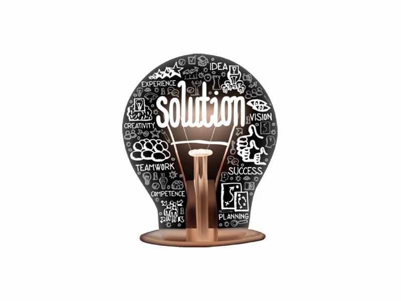 Light bulb with the text solution