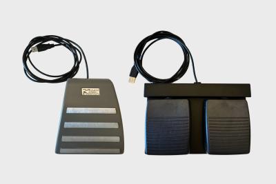 Foot pedal with push to talk button for dispatchers.