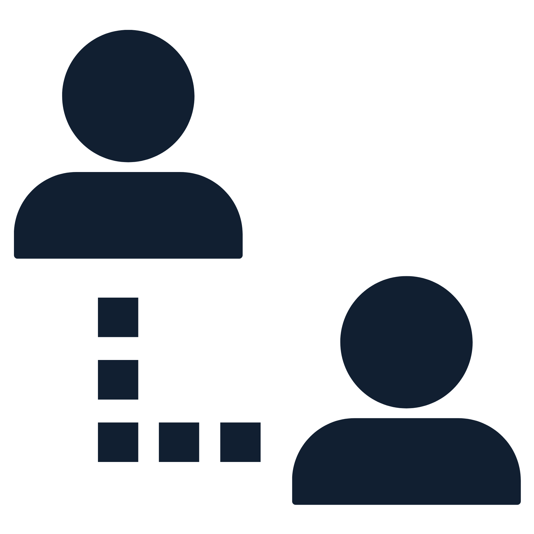 Icon of two people in a private call, representing secure and confidential communication.
