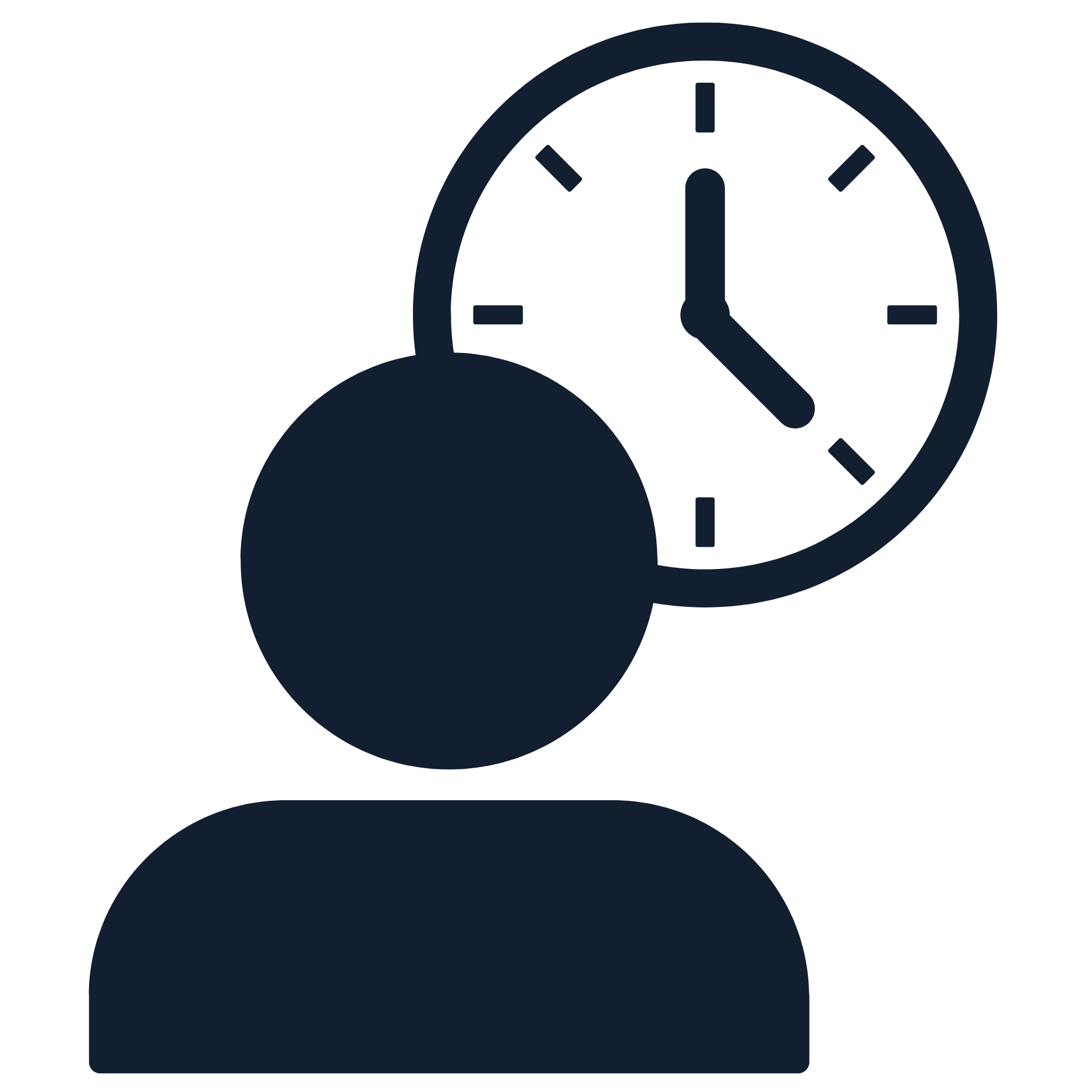 Icon illustrating time management with a person and a wall clock.