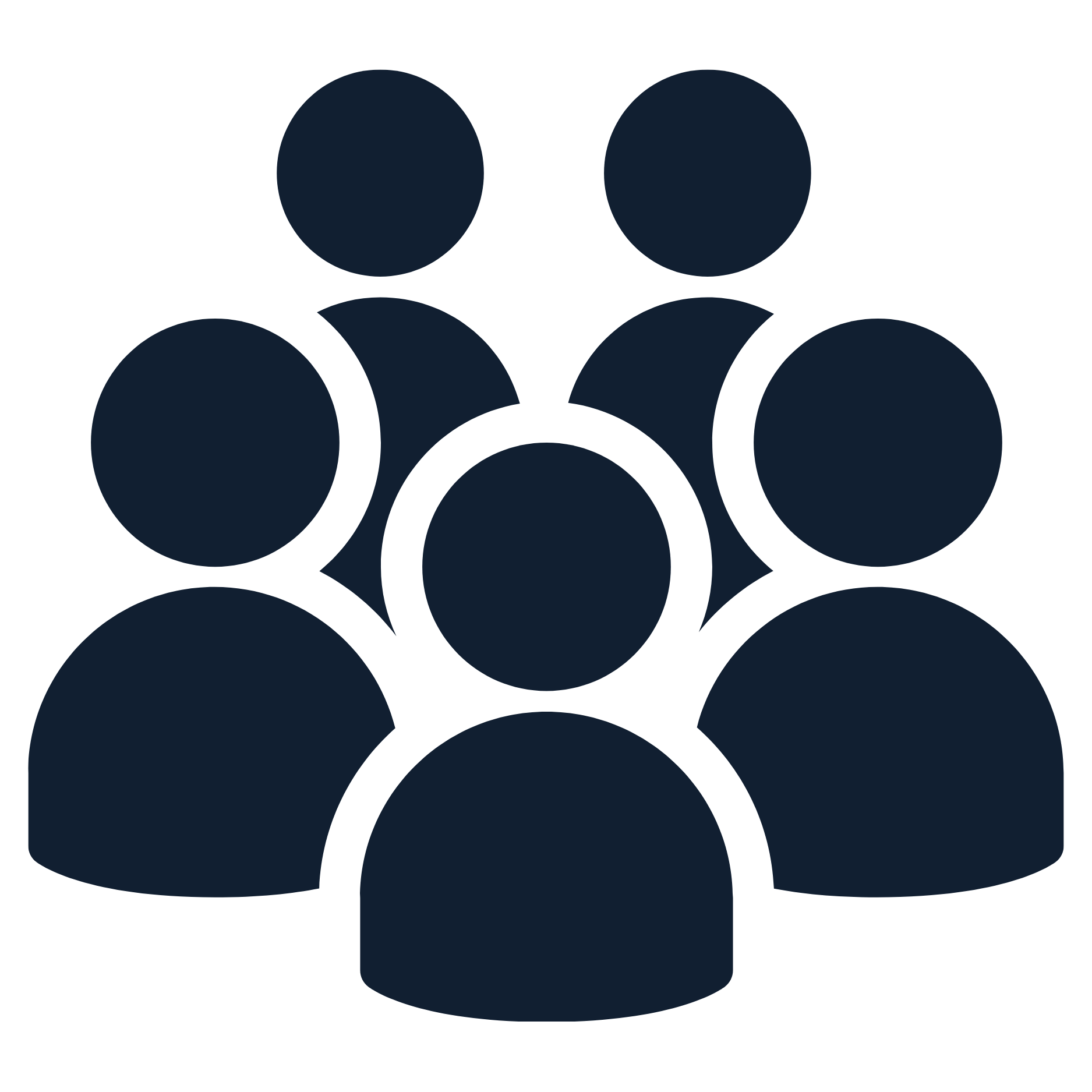 An icon showing a group of people collaborating as a work team.